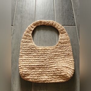 Beige Woven Tote Bag